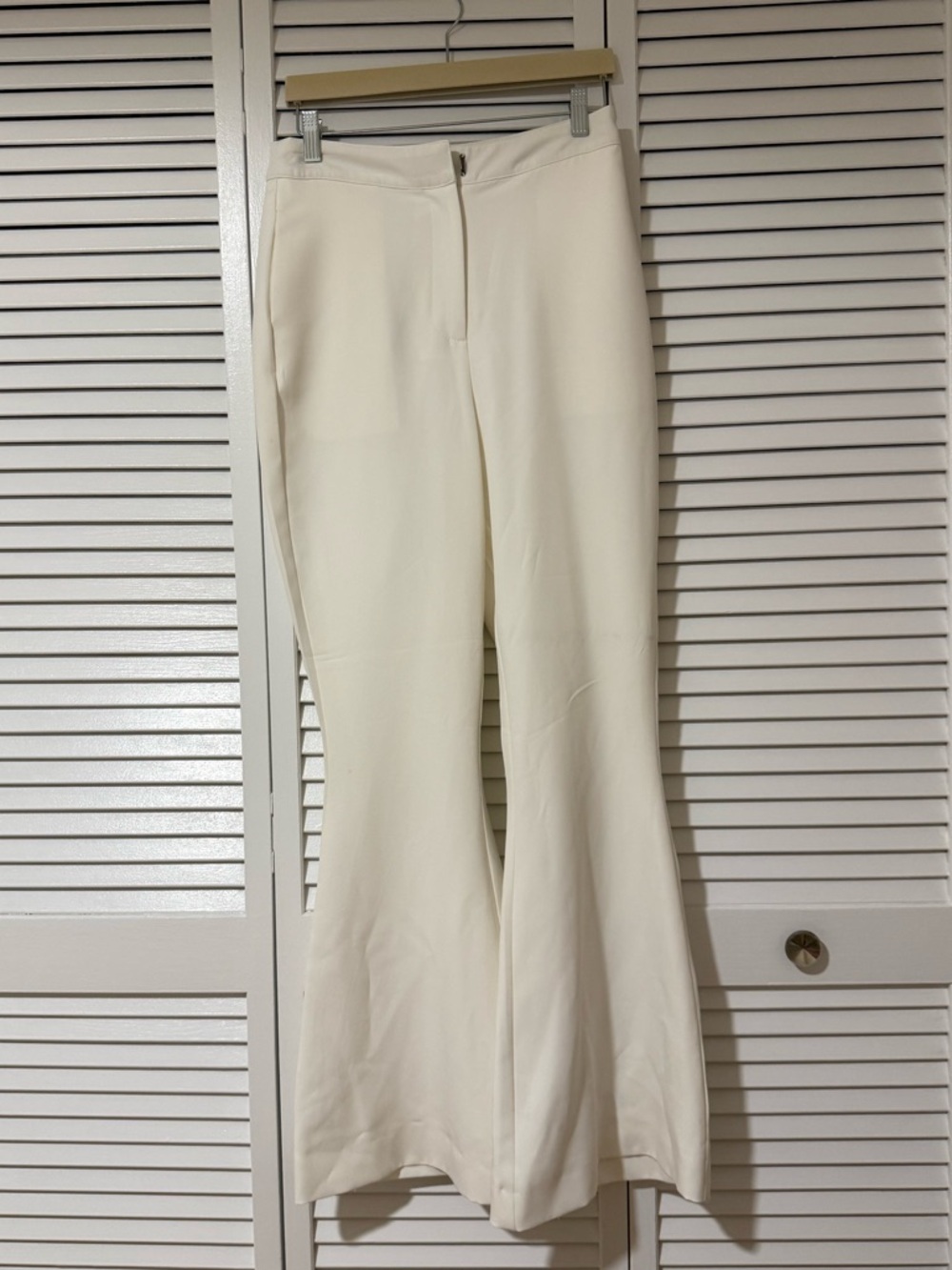 Boohoo Cream Flared Ponte Trousers